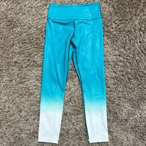 ZYIA ActiveTeal Venom Metallic Ombre Light N Tight Hi-Rise Leggings Size 4
